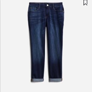 Warp + Weft LAX Girlfriend jeans size 2/26. Dark wash. Skinny jeans cuff option